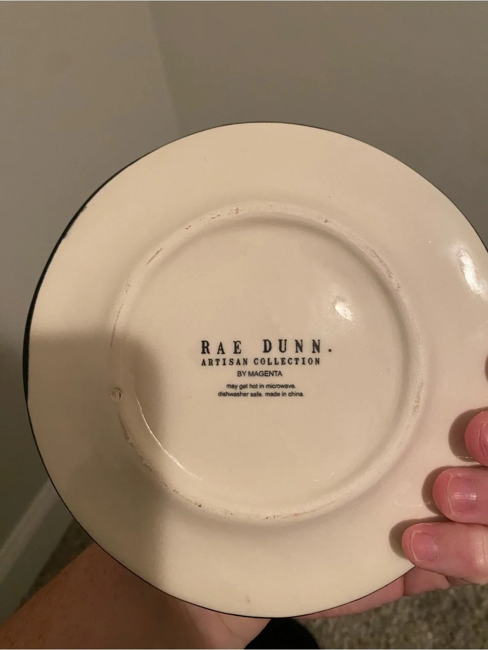 RAE DUNN Set Of 4 Black Polka Dot Accent Snack Plates
